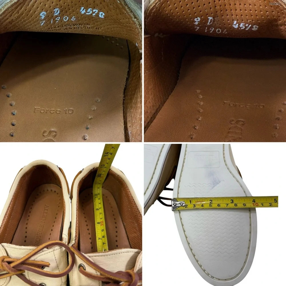 Allen Edmonds Force 10 Boat Shoes in Color Bone Leather Men's Size 9D